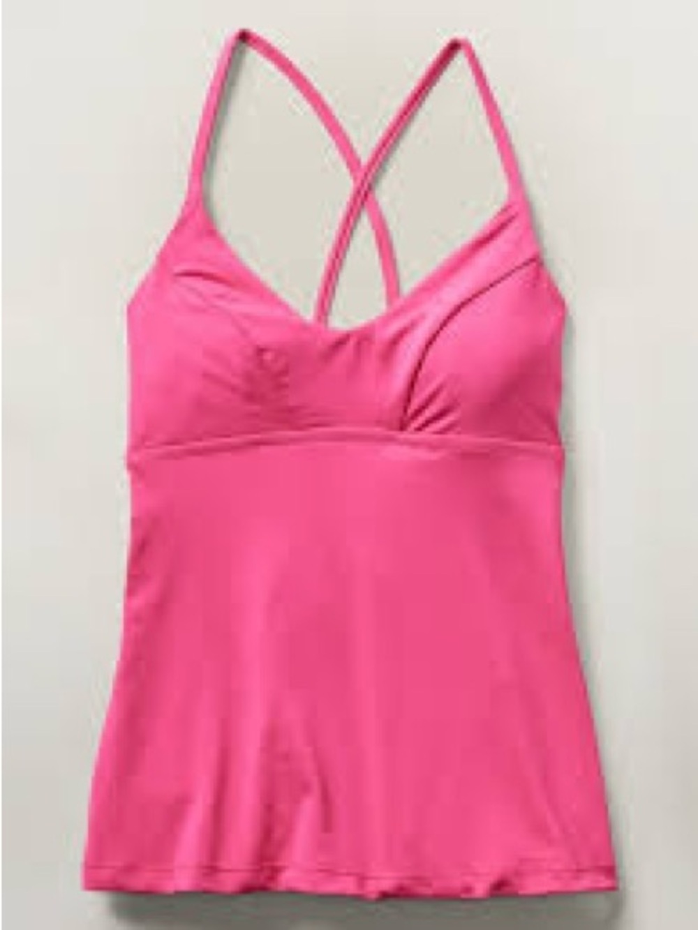 Athleta Pink Cross Back Tie Tankini Swim Top Built In Bra Size XL